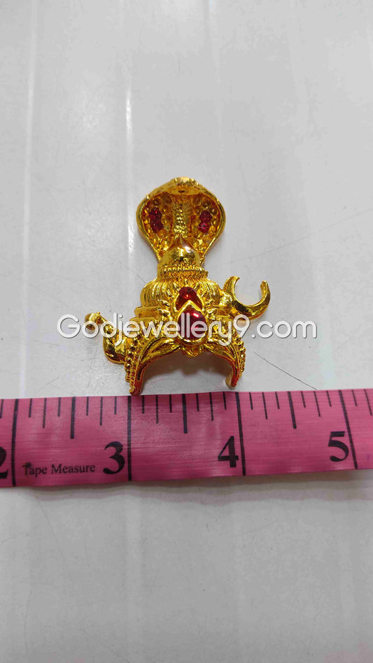 Deity Snake Mukut With Moon Gold Plated Small Half Crown Kireetam R6 Godjewellery9 1