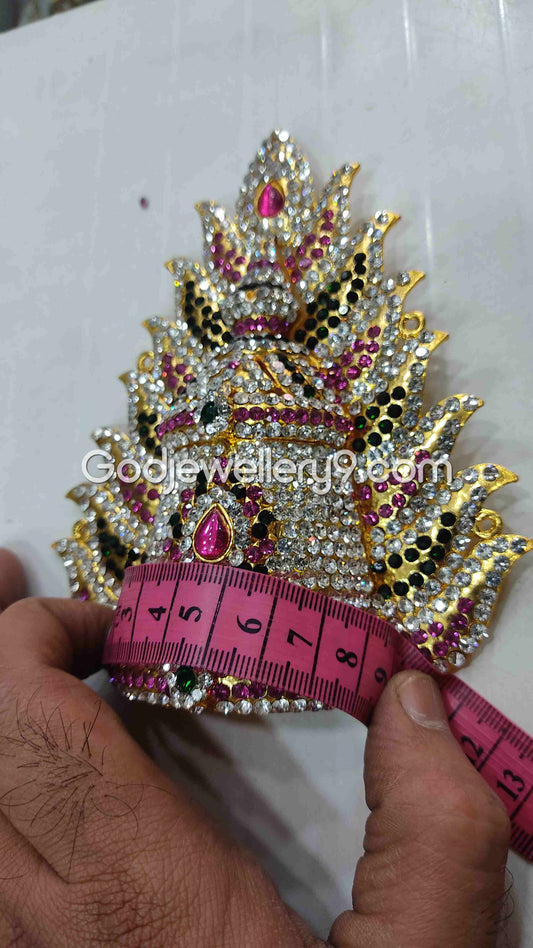 Deity Sudar Stone Jwala Mukut God Jewelley Crown Kireetam G3 Godjewellery9 1