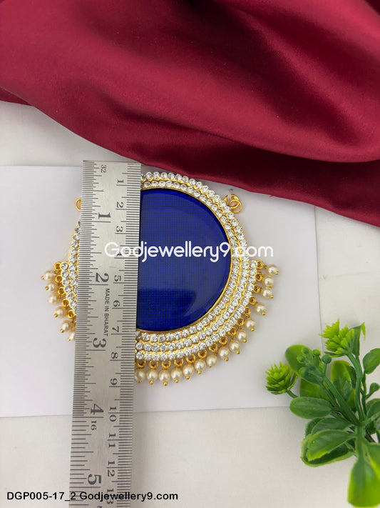 Deity Swami Alankaram Chest Ornament Blue Enamel Dollar Pendant GodJewellery9.com DGP005-17 2