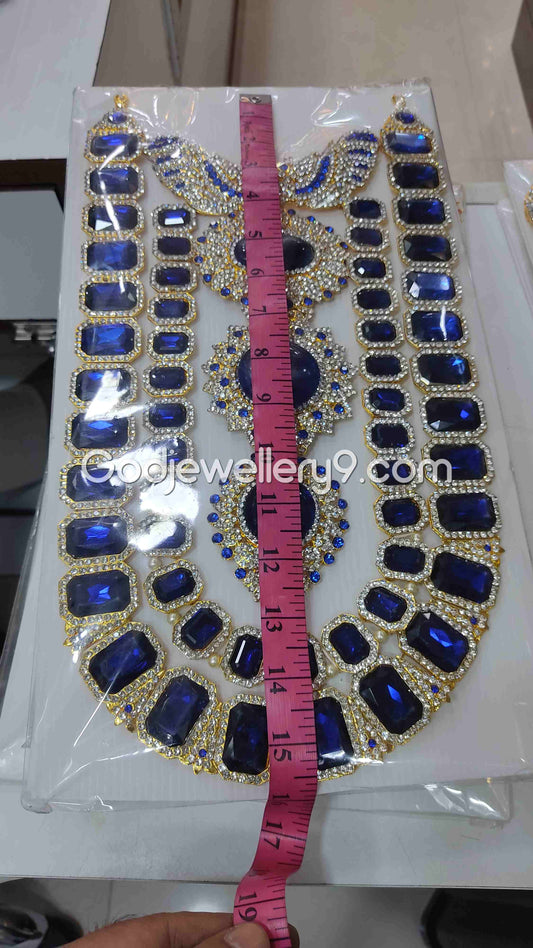 Double Line Long Kavasam Centre Blue Stone Jewellery For God 1