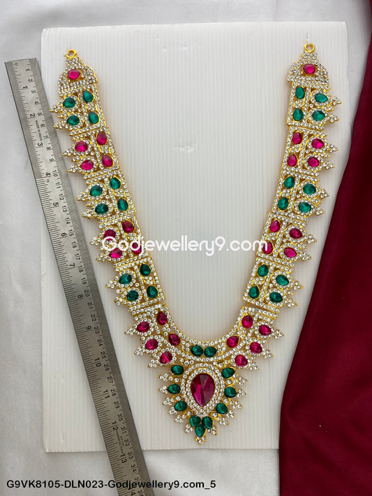 God 1 Step Long Haram Necklace for Deity Swamy Idols G9VK8105-DLN023-Godjewellery9.com 5