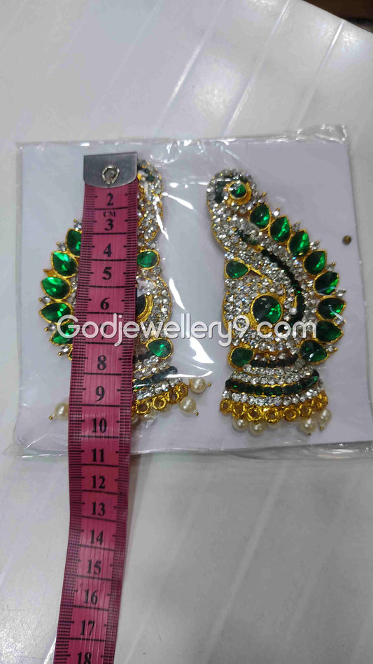 God Amman Green Earrings karna Pathakam For Deity G32 Godjewellery9
1