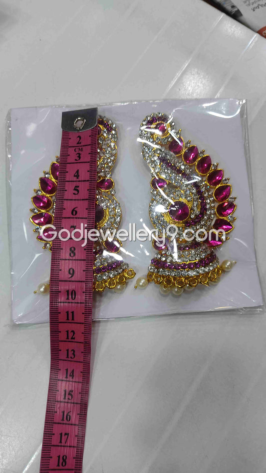 God Amman Pink Earrings karna Pathakam For Deity G33 Godjewellery9
1