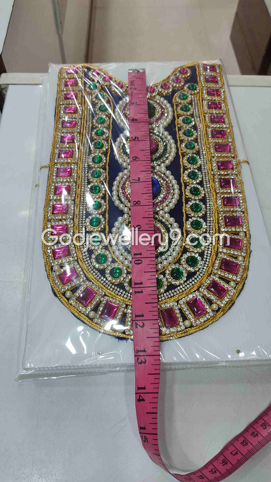 God Blue Long MultiColor Stone Necklace Haram Kavasam Jewellery 1 godjewellery9