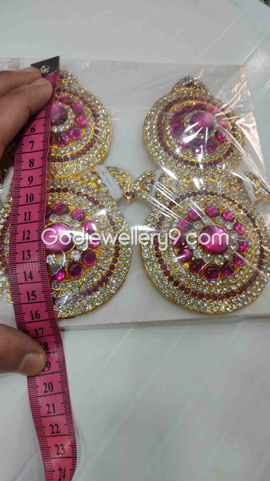 God Deity Pink karna Pathakam Earrings For Amman G23 Godjewellery9 1