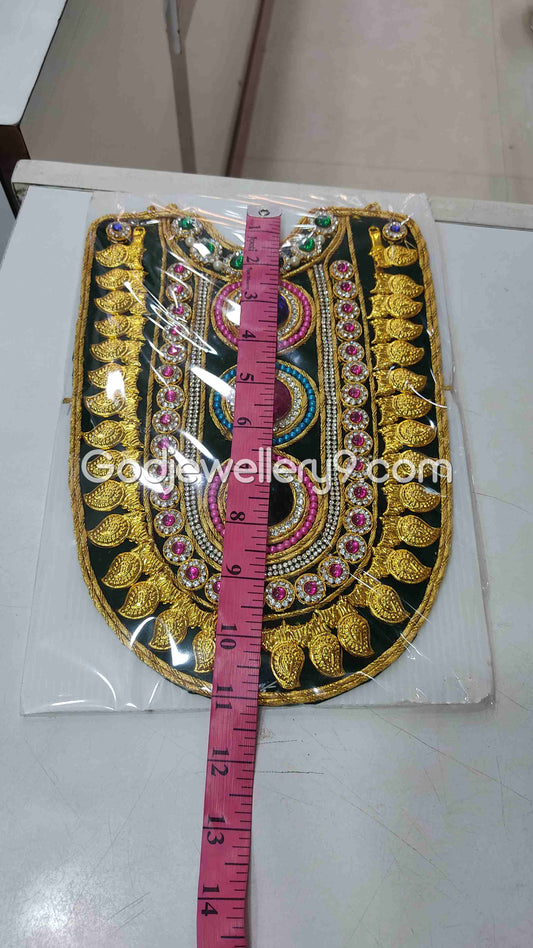 God Green Mango Long Haram MultiColor Stone Necklace Kavasam 1 godjewellery9