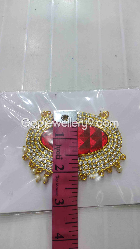 God Medium S Special Maroon Oval Stone Dollar Pendant For Deity G35 Godjewellery9 1