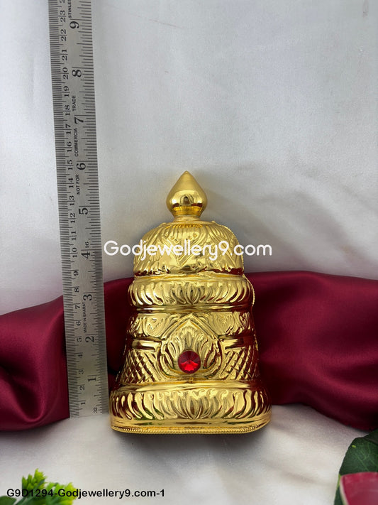Gold Plated Half Crown Kireetam Mukut For God And Goddess G4 Godjewellery9.com G9D1294-1