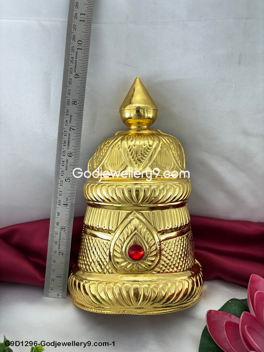 Gold Plated Half Crown Kireetam Mukut For deity Idol G6 Godjewellery9.com G9D1296-1