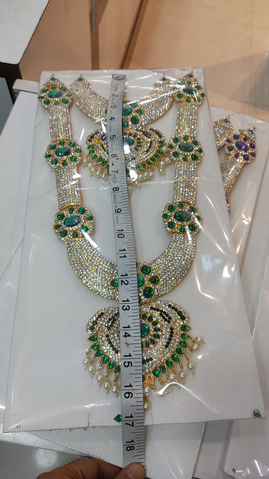 Green Long Necklace Jewellery Haram For God And Deity 1 godjewellery9