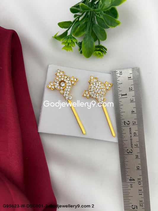 Handcrafted Stone Shanku Chakra for Deity Alankaram and God Worship White Color G95623-DSC001-2-Godjewellery9.com 2