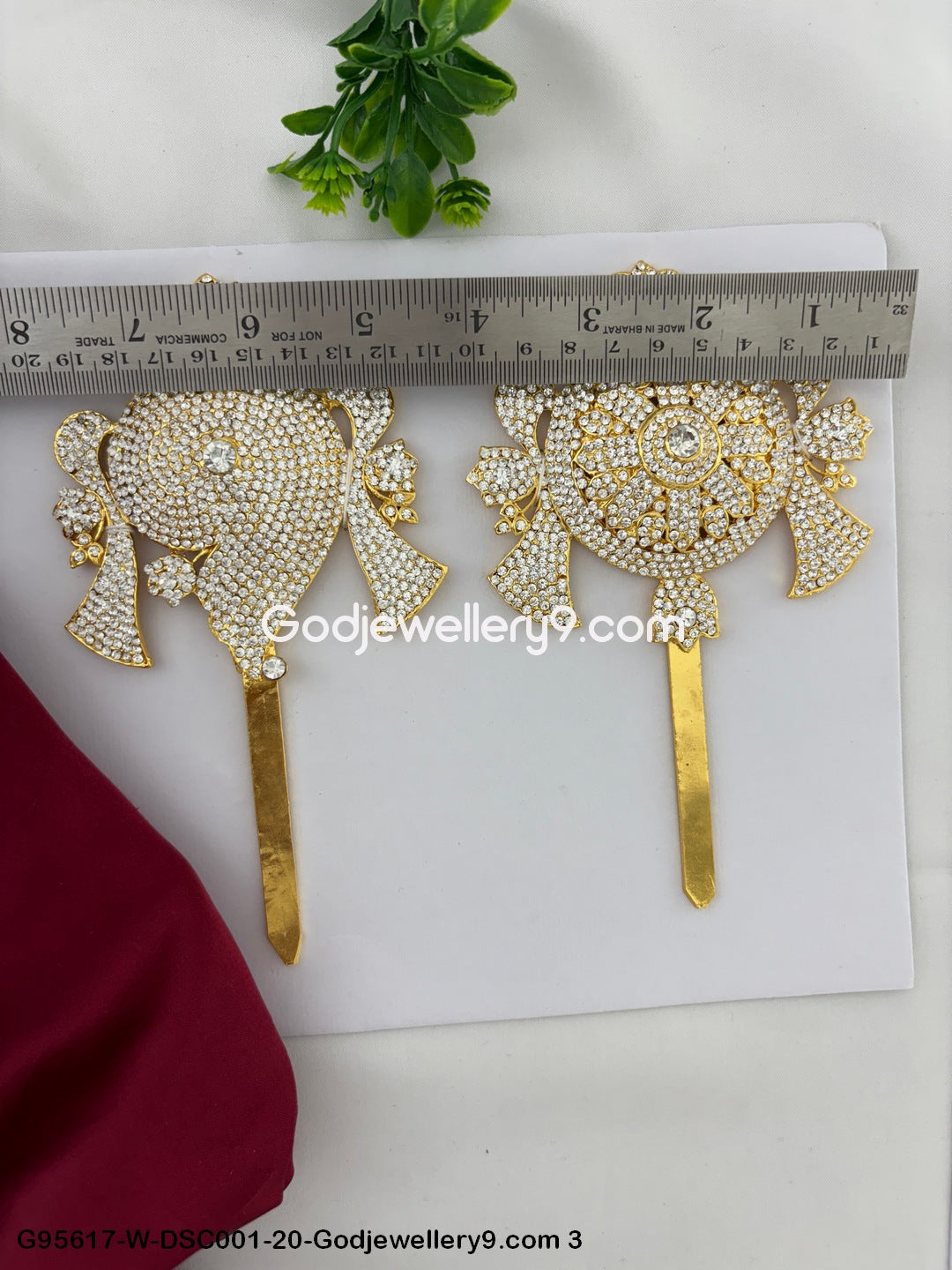 Hindu Deity and God Shanku Chakra with Stones for Murti Adornment White Color G95617-DSC001-20-Godjewellery9.com 3