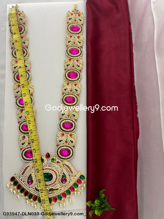 Mata Deity 1 Step Long Haram Necklace for God Vigraha Idols G93947-DLN033-Godjewellery9.com 2