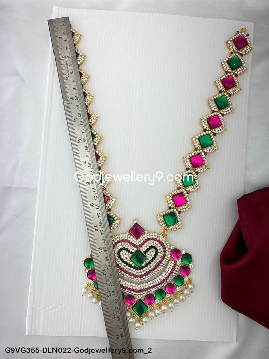 Mata Lakshmi 1 Step Long Haram Necklace for Deity God Moorthy G9VG355-DLN022-Godjewellery9.com 2