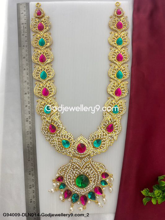 Moorthy 1 Step Long Haram Necklace for God Deity Shringar G94009-DLN014-Godjewellery9.com 2