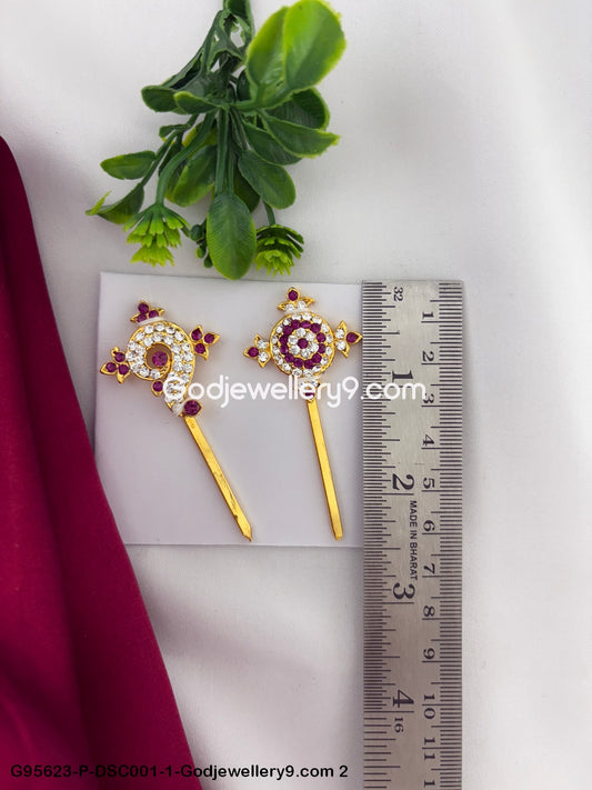 Sacred Stone Shanku Chakra for God Vishnu and Deity Perumal Pink Color G95623-DSC001-1-Godjewellery9.com 2