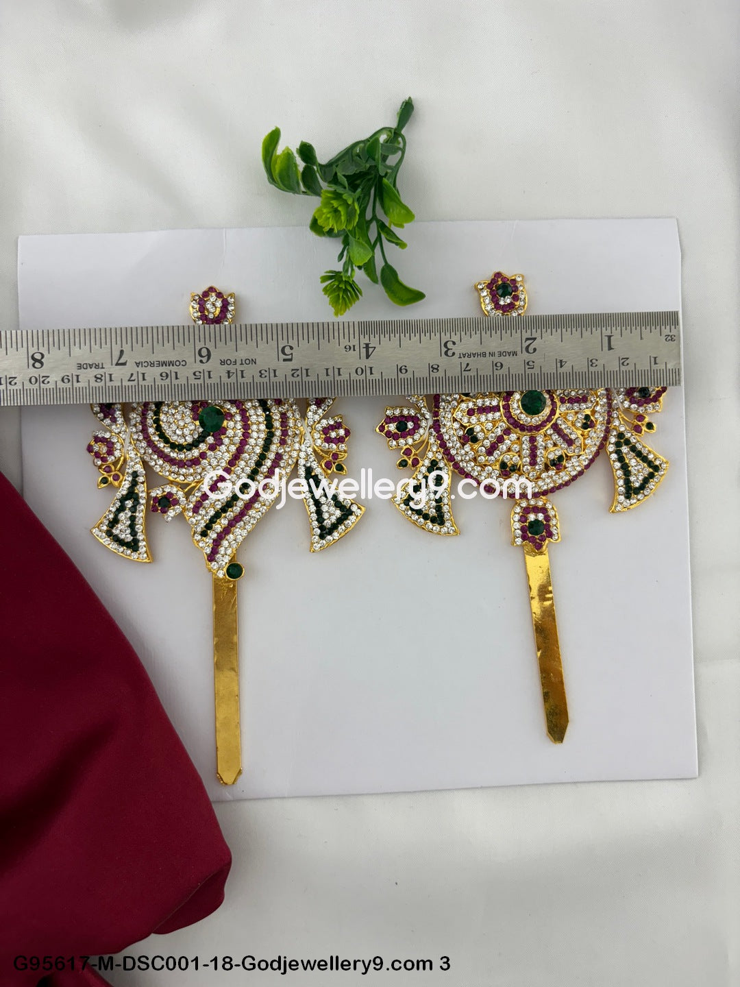 Shanku Chakra with Multi-Color Stones for God Vishnu and Deity Idols Multi-Color G95617-DSC001-18-Godjewellery9.com 3