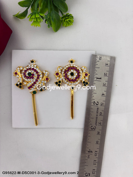 Shanku Chakra with Stones for God Balaji and Deity Alankaram Multi-Color G95622-DSC001-3-Godjewellery9.com 2