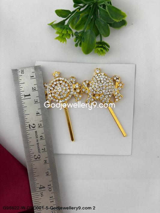 Stone Shanku Chakra for Deity Vishnu and God Perumal Idols White Color G95622-DSC001-5-Godjewellery9.com 2