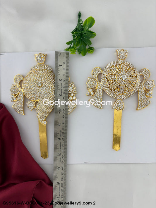 Stone Shanku Chakra for Deity and God Murti Alankaram and Decoration White Color G95616-DSC001-23-Godjewellery9.com 2