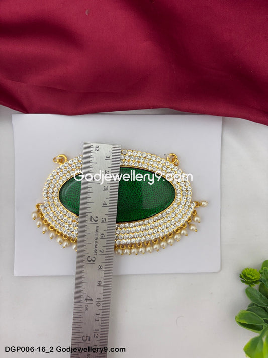 Swami Alankaram Chest Ornaments Dollar Pendant Green Deity Jewelley GodJewellery9.com DGP006-16 2