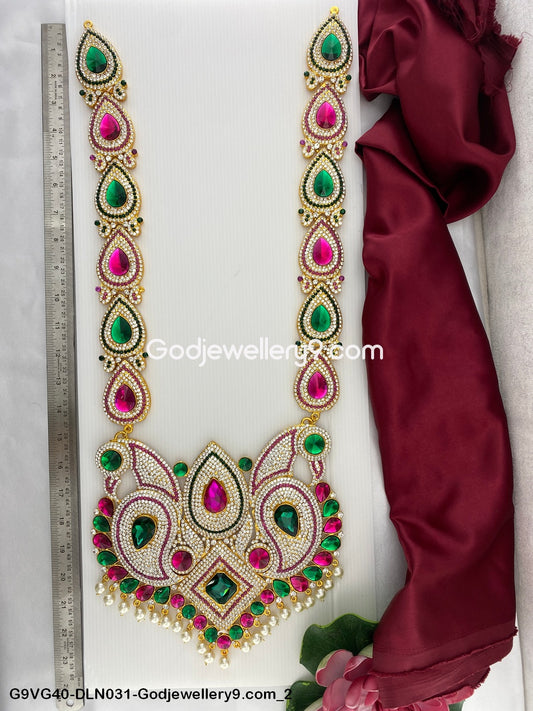 Swamy 1 Step Long Haram Necklace for Deity God Alankaram G9VG40-DLN031-Godjewellery9.com 2