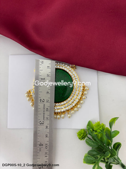 Temple Deity Murti Shringar Green Dollar Pendant Ornaments Jewelley GodJewellery9.com DGP005-10 2