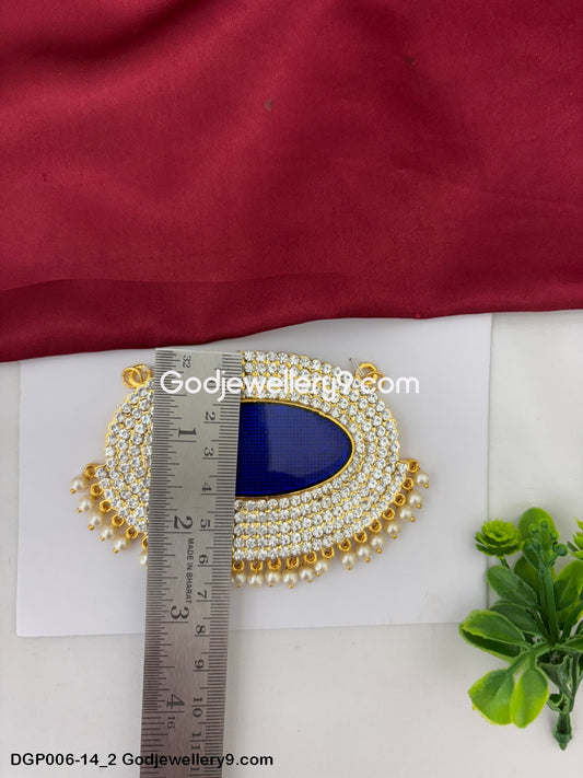 Temple Dollar Pendant Deity God Jewelley Blue For Murti Shringar Idols GodJewellery9.com DGP006-14 2