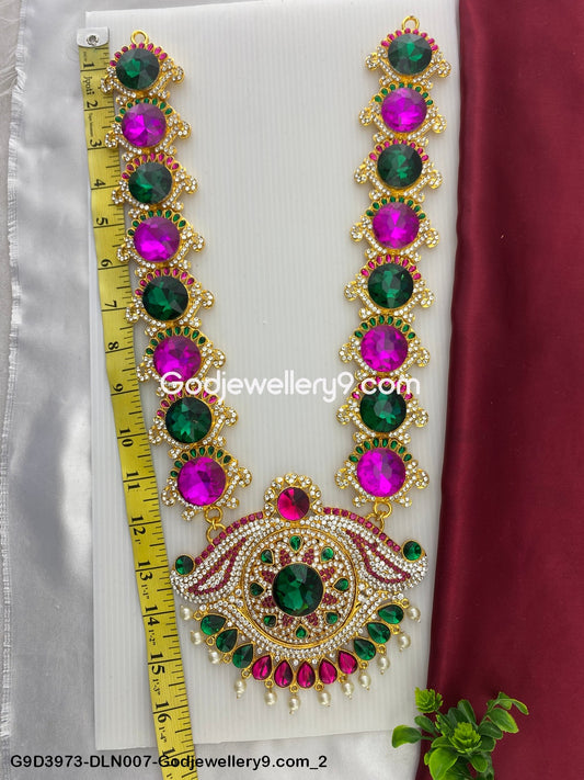 Temple God 1 Step Long Haram Necklace for Deity Alankaram G9D3973-DLN007-Godjewellery9.com 2