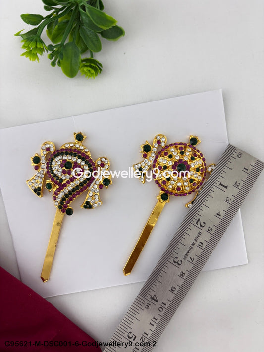 Traditional Stone Shanku Chakra for God and Deity Temple Decor Multi-Color G95621-DSC001-6-Godjewellery9.com 2