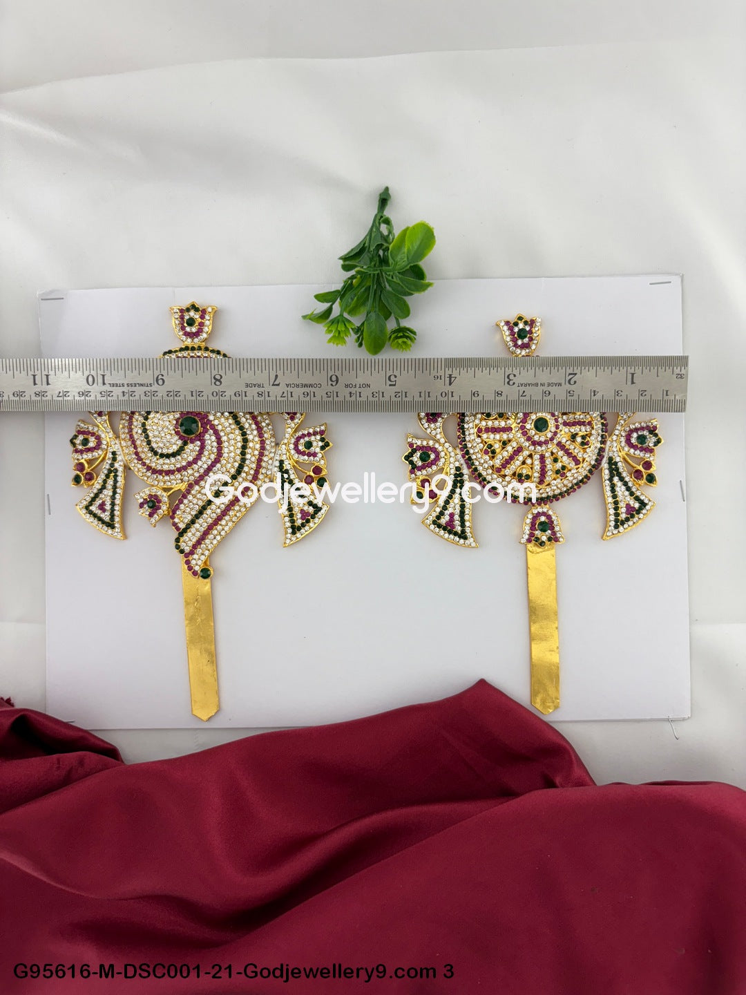 Traditional Stone Shanku Chakra for Vishnu Balaji and Deity Alankaram Multi-Color G95616-DSC001-21-Godjewellery9.com 3
