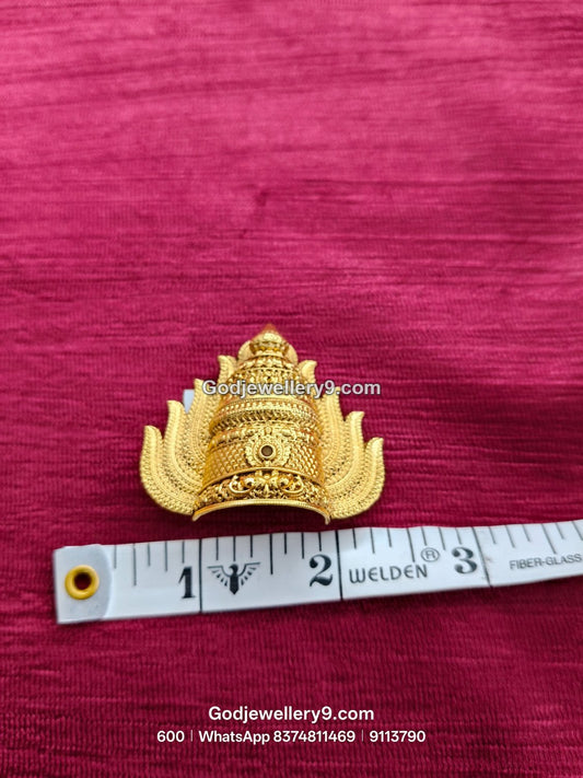 Gold-Plated intricate design Nakshi Jwala Crown – View 2
