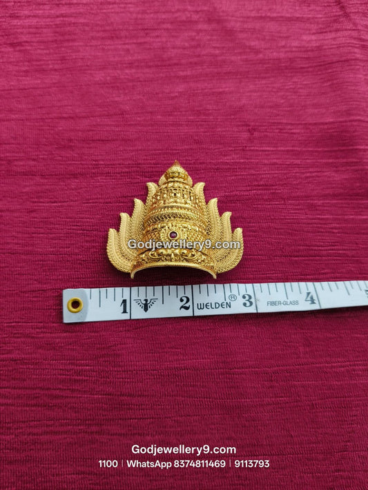 Gold-Plated leaf-like embellishments Nakshi Jwala Crown – View 2