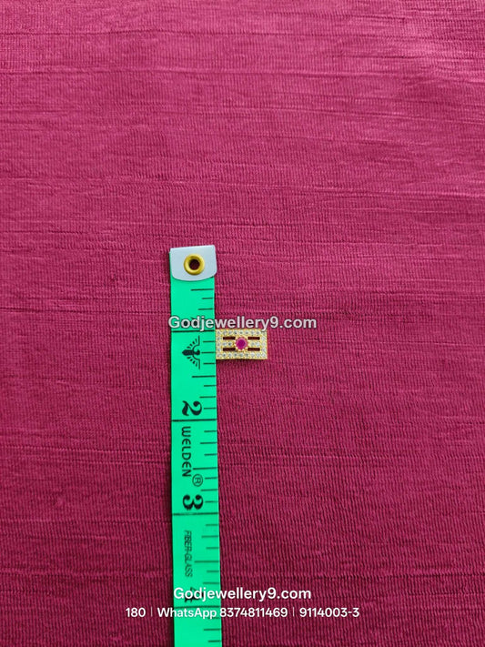 Small Shiva Tilak / Naamam with Twin Bars and Red Stone Accent for Shiva idol forehead alankaram - detail view - SKU 9114003