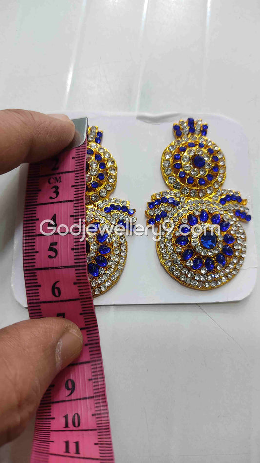 karna Pathakam Blue Earrings For Amman God Deity G11 Godjewellery9 1