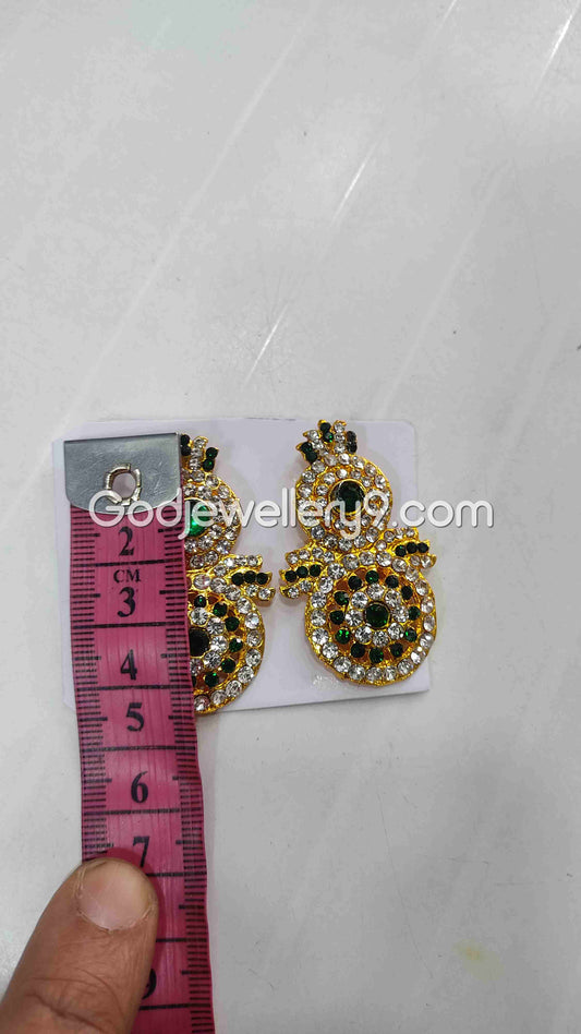 karna Pathakam Green Earrings For Amman God Deity G15 Godjewellery9 1