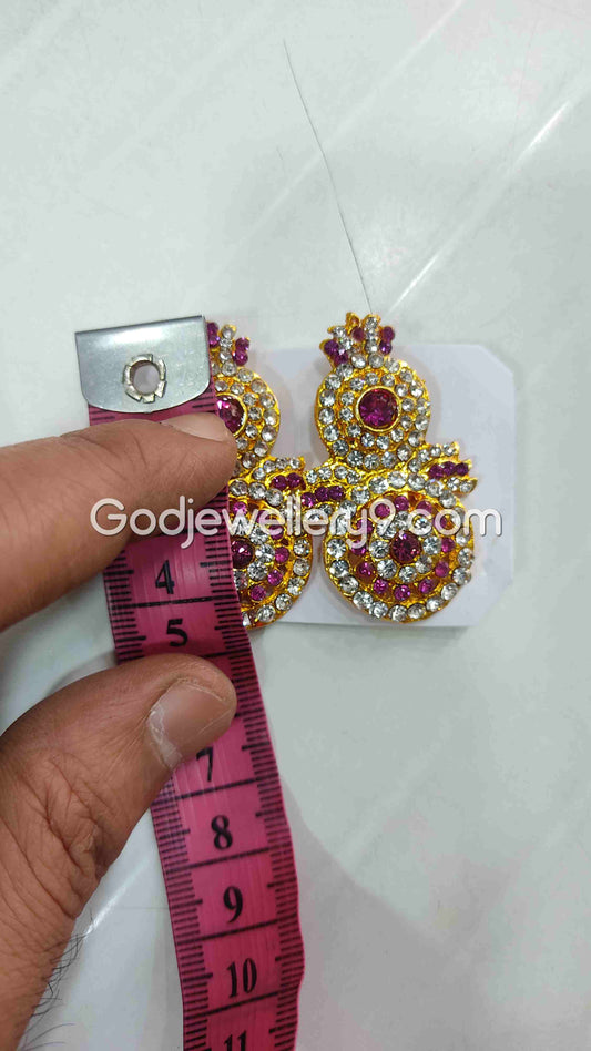 karna Pathakam Pink Earrings For Amman God Deity G13 Godjewellery9 1