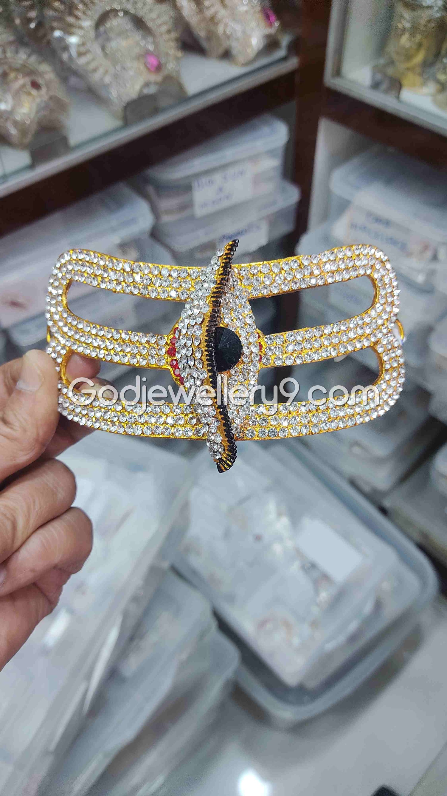 Curved CZ Shiva Tripundra Vibuthi Pattai for deity forehead alankaram