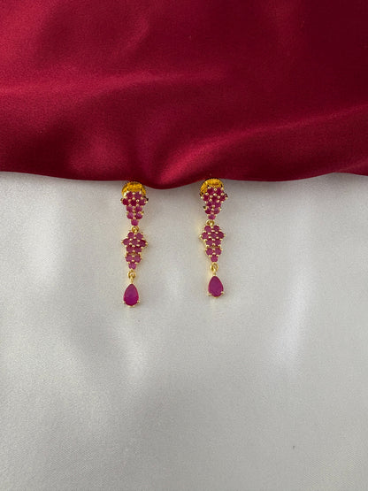 Gold-Plated Ruby Grapevine Cluster Necklace Set - Verdant Drops – Gold Plated Ruby Grapevine Cluster Earrings – view 3