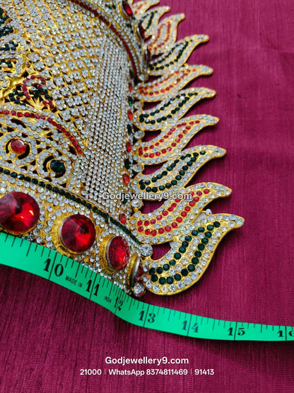 Durga Stone Jwala Half Crown Featuring Red Stone Border View 3