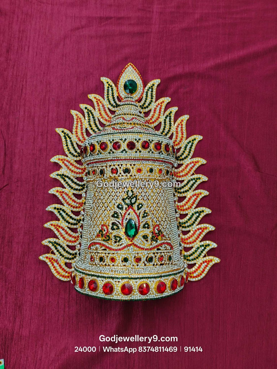 Durga Stone Jwala Half Crown Featuring Green Stone Accents View 1