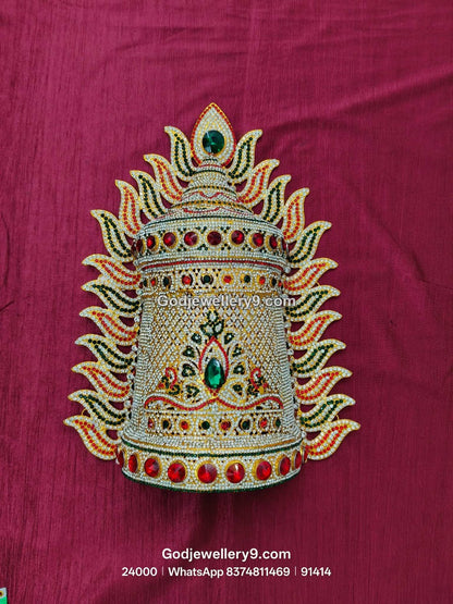 Durga Stone Jwala Half Crown Featuring Green Stone Accents View 1
