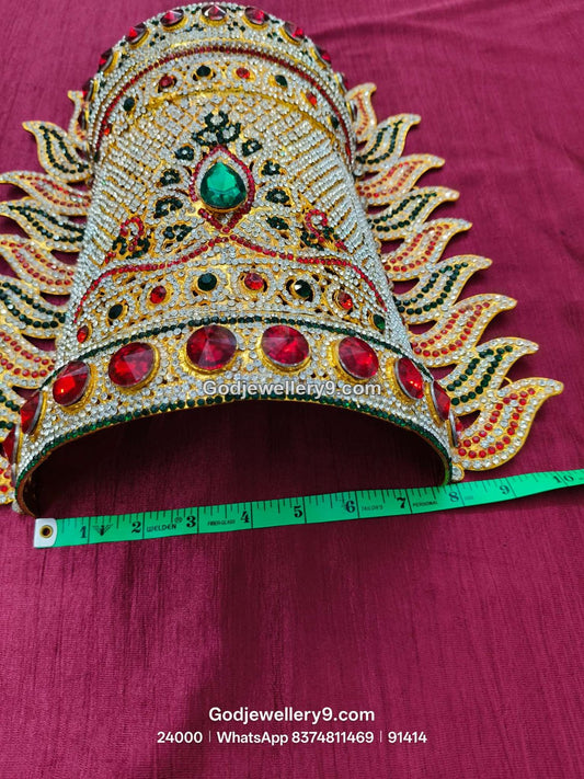 Durga Stone Jwala Half Crown Featuring Green Stone Accents View 2