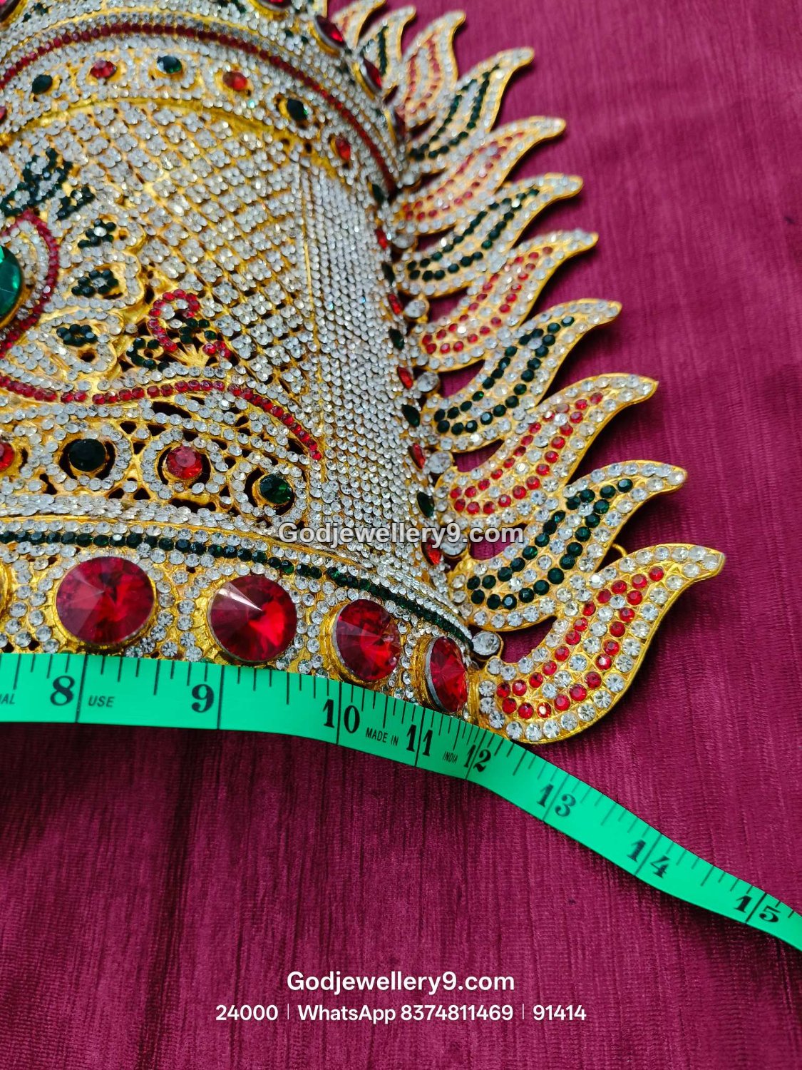 Durga Stone Jwala Half Crown Featuring Green Stone Accents View 3