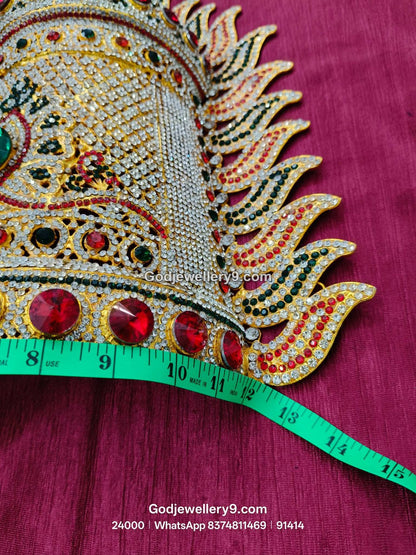 Durga Stone Jwala Half Crown Featuring Green Stone Accents View 3