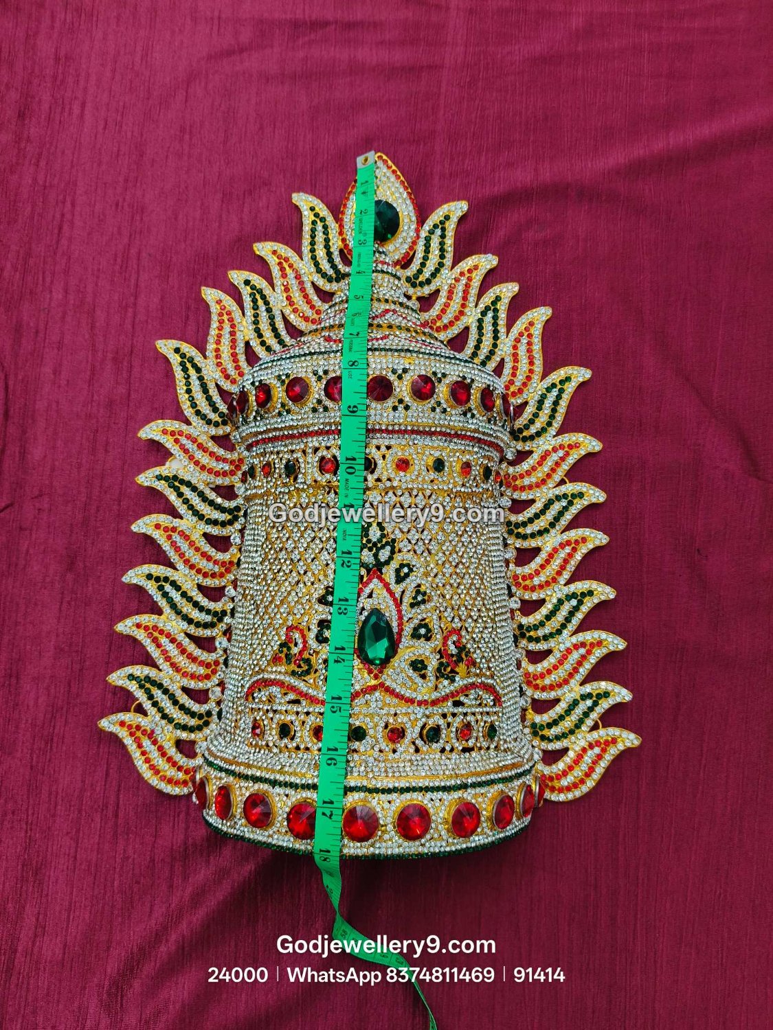 Durga Stone Jwala Half Crown Featuring Green Stone Accents View 4