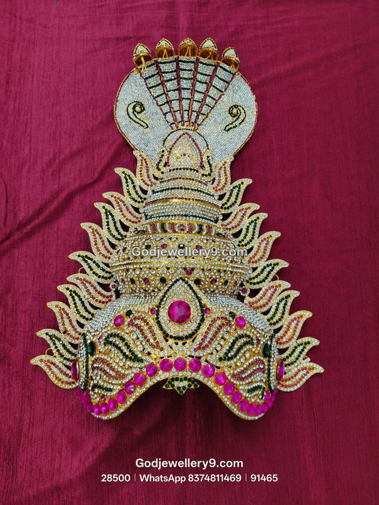 Durga Stone Jwala Half Crown Featuring Pink Stone Center View 1