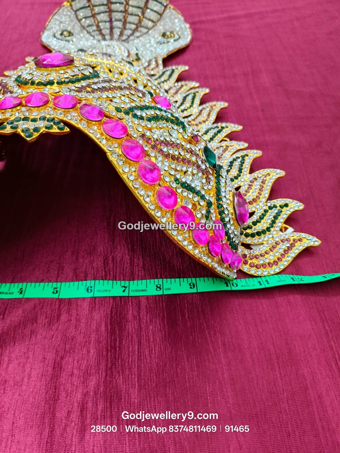 Durga Stone Jwala Half Crown Featuring Pink Stone Center View 2
