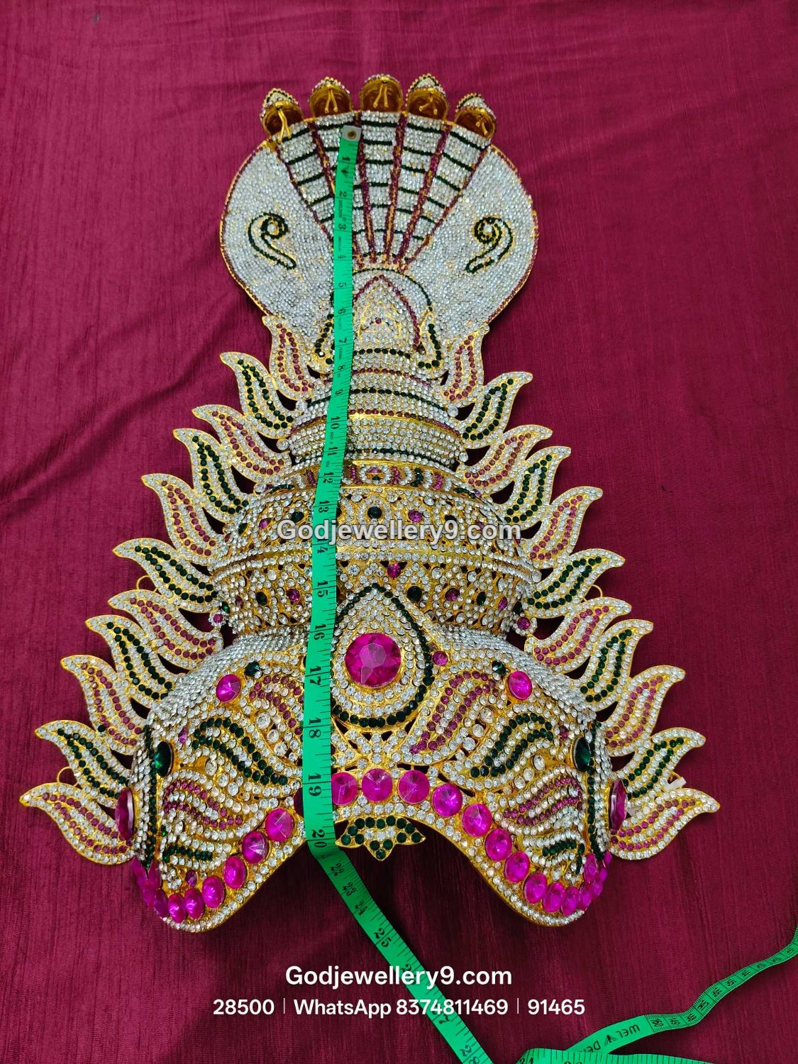 Durga Stone Jwala Half Crown Featuring Pink Stone Center View 4
