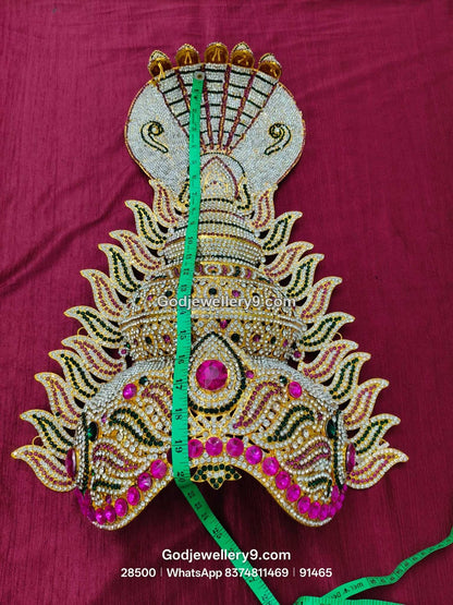 Durga Stone Jwala Half Crown Featuring Pink Stone Center View 4